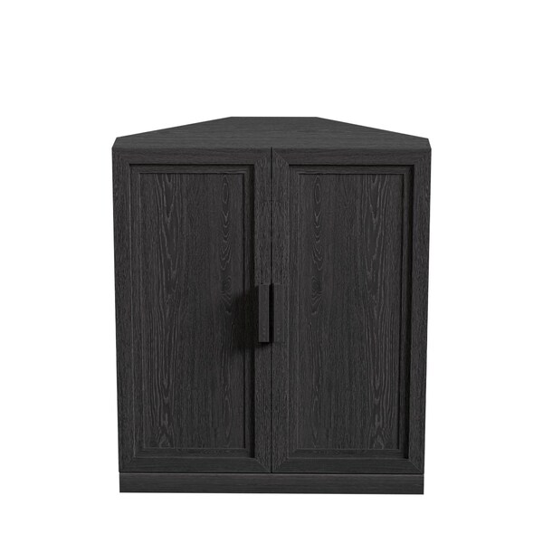 Homeroots Set Of Two Black Wood Corner Accent Cabinet With Two Doors 712118 - main