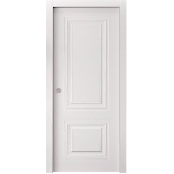 Sartodoors Sliding Pocket Door 42 x 80 inches, BASIC 9772 White, Kit Rail Hardware, Solid Wood Interior Bedr BASIC9772PD-SKIN-42 - main