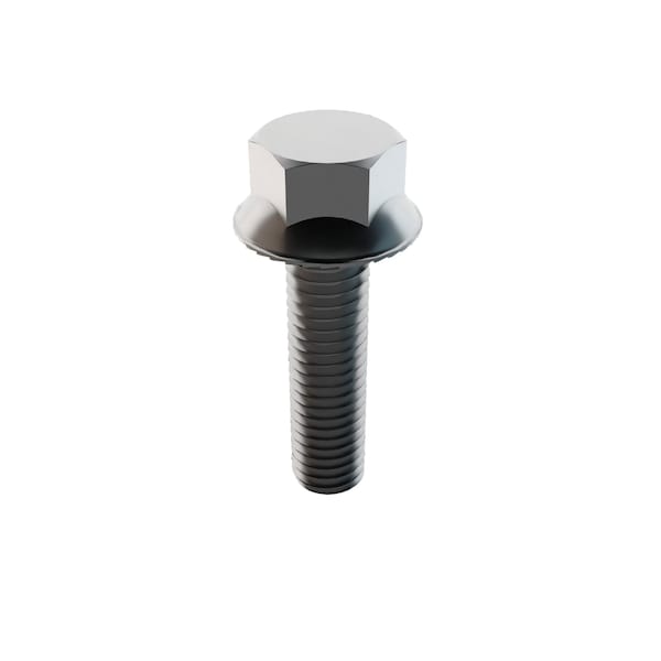 Zoro Select Not Graded, 3/8"-16 Serrated Flange Bolt, Plain Stainless Steel, 1 1/2 in L, 25 PK 1-SFH-37C-150 - main