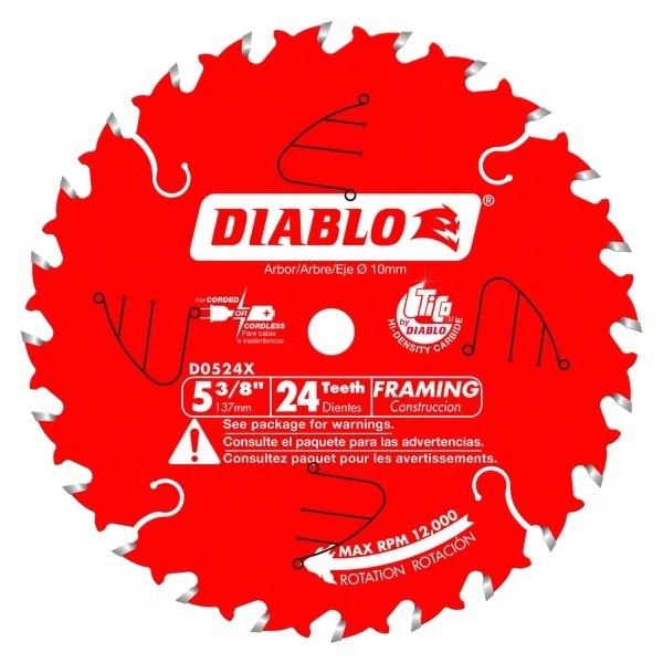 Diablo Cordless T Saw Blade, 5-3/8 in dia, 24T D0524X - main