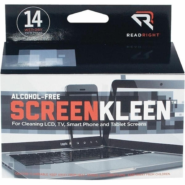 Read Right RR1291 ScreenKleen Alcohol-Free Wipes Cloth 5 x 5 14/box RR1291 - main