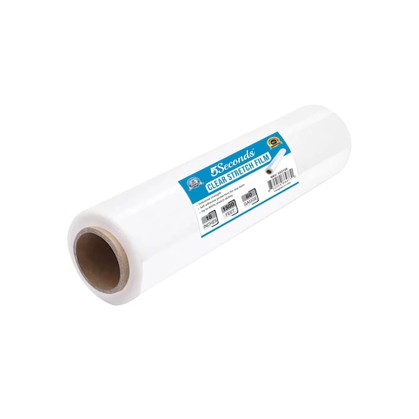 5Seconds Brand Industrial Grade Pallet Stretch Wrap 18" x 1500Ft, 800% Strechable, 80 Guage, Clear, 4PK 333128 - main