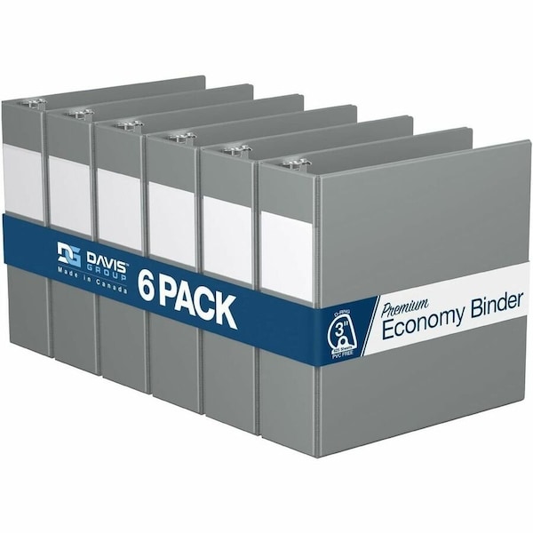 Davis Group Premium Economy, Angle D Ring, Binder, (Grey, 3"), PK6 2305-07-06 - main