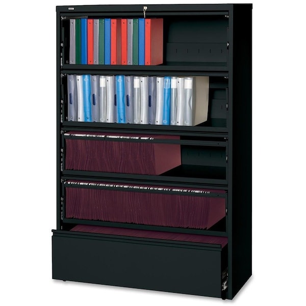 Hirsh 42" W 5 Drawer File Cabinet, Black, Letter 17976 - main