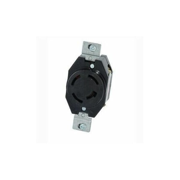 Leviton Flanged Locking Receptacle, Non-NEMA, 20 A, 120/208V AC, Three Phase, 4 Pole, Flush Mount, Black 7410-BG - main
