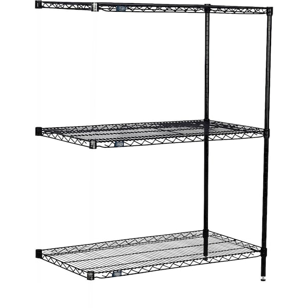 Global Industrial Nexel 3 Shelf, Black Epoxy Wire Shelving Unit, Add On, 42"W x 24"D x 54"H B3151766 - main