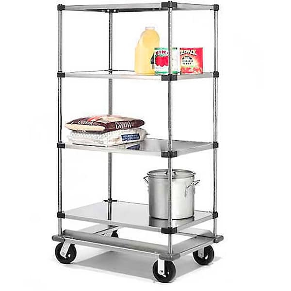 Global Industrial Nexel Stainless Steel Shelf Truck w/Dolly Base, 1600 lb. Capacity, 48"L x 18"W x 70"H 987461 - main
