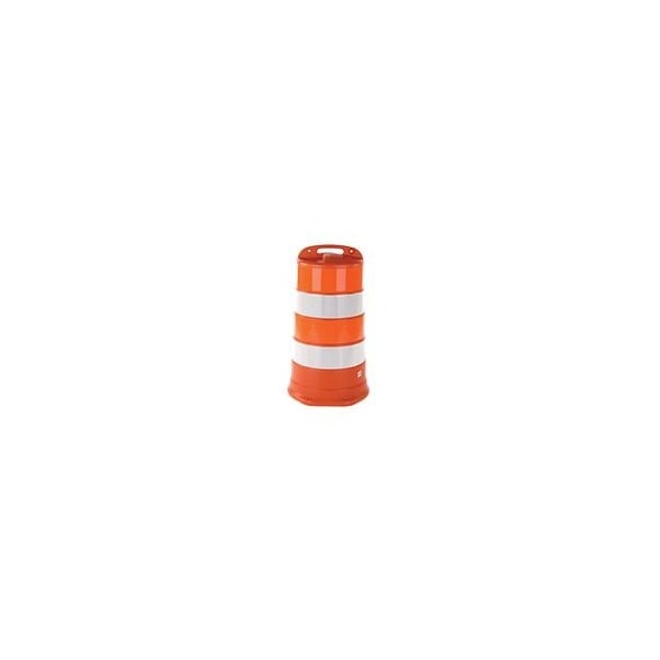 Zoro Select Traffic Barrel, HDPE, Engineer, 41 1/2 in Height, 18 Length, 9 lb, White/Orange 03-780-6EG - main