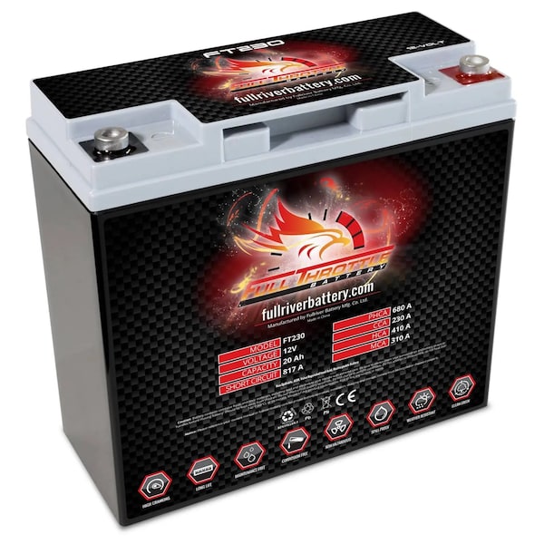 Fullriver Full Throttle 20Ah 230 CCA AGM Battery replaces BT19BL-BS FT230 - main