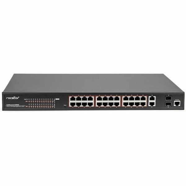 Rocstor SOLIDCONNECT SCM28 24-PORT POE+ GIGABIT L2 MANAGED ETHERNET SWITCH & 2-PORT GIGA Y10S011-B1 - main
