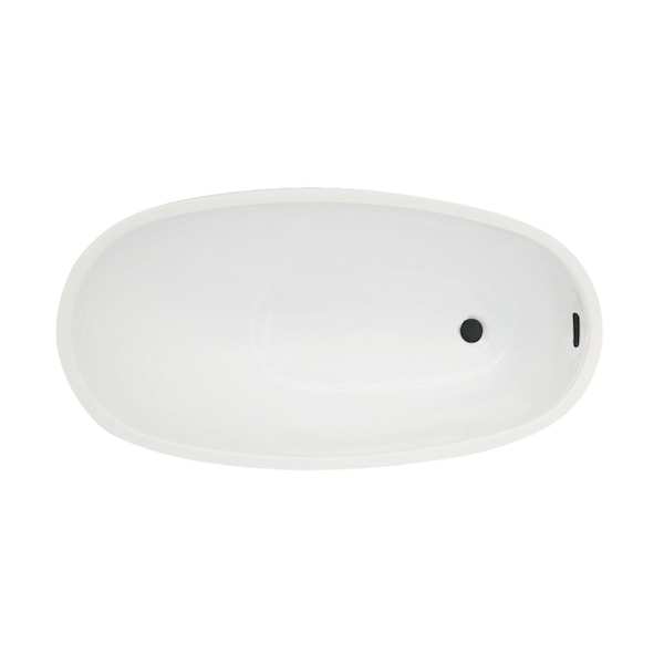 Kingston Brass 48" Acrylic Oval Single Slipper Freestanding Tub with Drain, Glossy White/Matte Black VTRS482627C310 - main