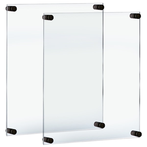 Azar Displays 22inW x 28inH Sign Holder with 1in BLACK Caps and Standoffs, 2PK 105530-BLK-2PK - main