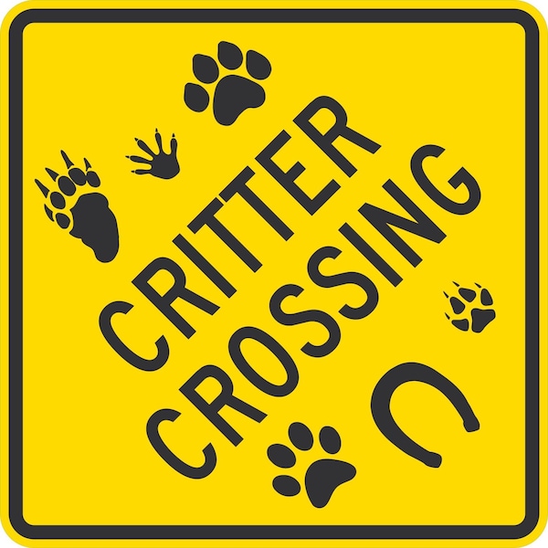 Lyle Critter Crossing with Paw Mark Symbols, 24x24, Diamond Grade, Yellow G-12337-DG_24x24 - main