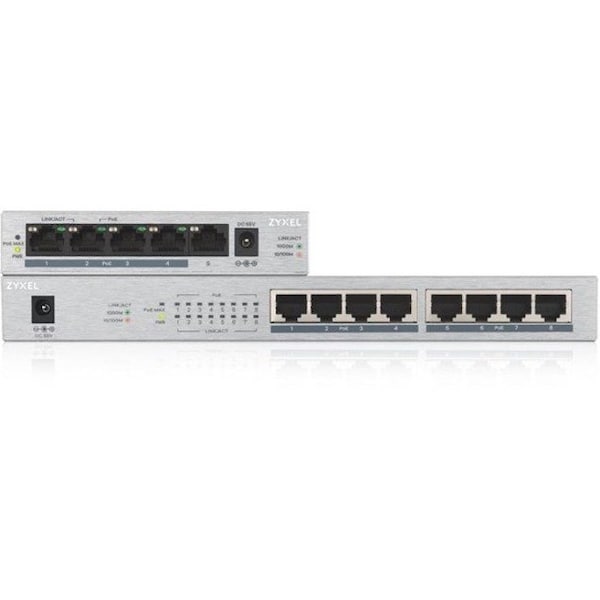 Zyxel 8 PORT GIGABIT POE+ UNMANAGED SWITCH 60W BUDGET GS1008HP - main