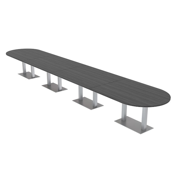 Skutchi Designs Racetrack Conference Table With Power Unit, 48 in W, 264 in L, Grey HAR-RAC-48X264-DOU-WA7949-NA - main