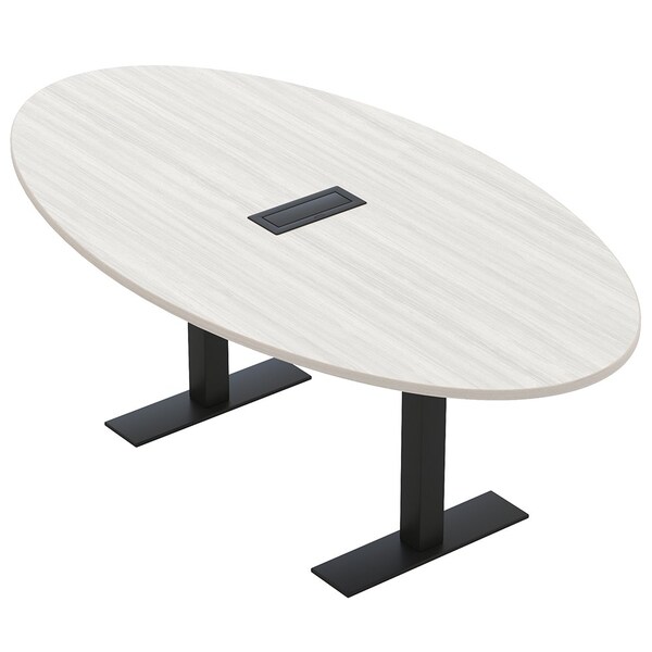 Skutchi Designs 6ft Oval Conference Table With Power | Harmony Series | 4 Person Meeting Room Table HAR-OVL-48X72-T.BK-WA7976-EBLK - main