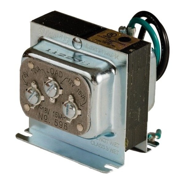 Edwards Signaling Class 2 Transformer, 10 VA at 6V AC, 15 VA at 12V AC, 15 VA at 18V AC, Not Rated, 6/12/18V AC, 120V AC 596 - main