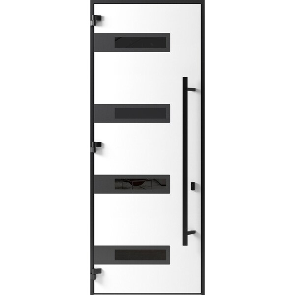 Vdomdoors Front Exterior Prehung Steel Door Ronex0131 Grey 96 Entry Metal Modern Painted W36xH96 Right hand RONEX0131EXD-GRE-W36xH96-RH-I - main