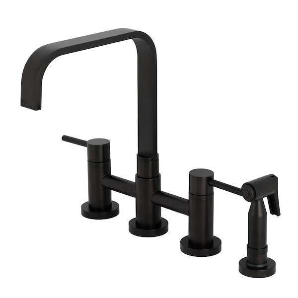 Kingston Brass Bridge Kitchen Faucet with Brass Sprayer, Oil Rubbed Bronze KS8255DLBS - main