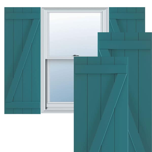 Ekena Millwork True Fit PVC, Four Board Joined Board-n-Batten Shutters w/Z-Bar, Antigua , 21 1/2W x 44H, PR TFP102BBF21X044AN - main