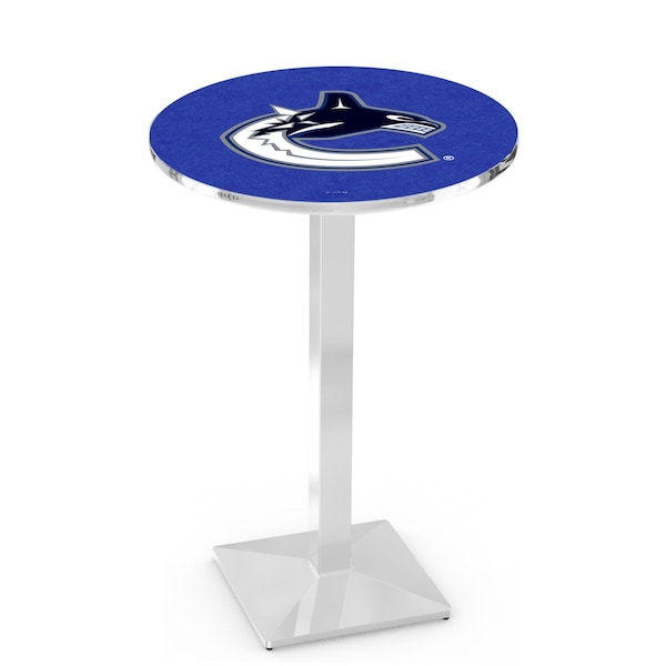 Holland Bar Stool Co 42" Chrome Vancouver Canucks Pub Table, 36" dia. Top L217C4236VanCan - main