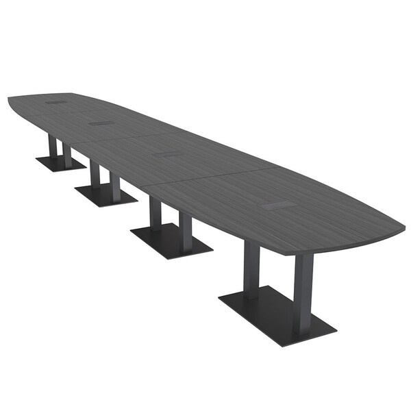 Skutchi Designs Arc Boat Conference Table, 45 in W, 240 in L, Grey HAR-ABOT-48X240-DOU.BK-WA7949-EBLK - main