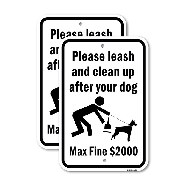 Signmission Please Leash And Clean Up After Your Dog Max. Fine Aluminum, 18" x 24", A-1824-24871 A-1824-24871 - main