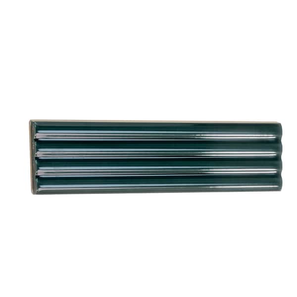 Apollo Tile Arte 1.97 in. x 7.87 in. Glossy Green Ceramic Subway Deco Wall and Floor Tile 4.09 sqft/case, 38PK RID88LRLDECGL - main