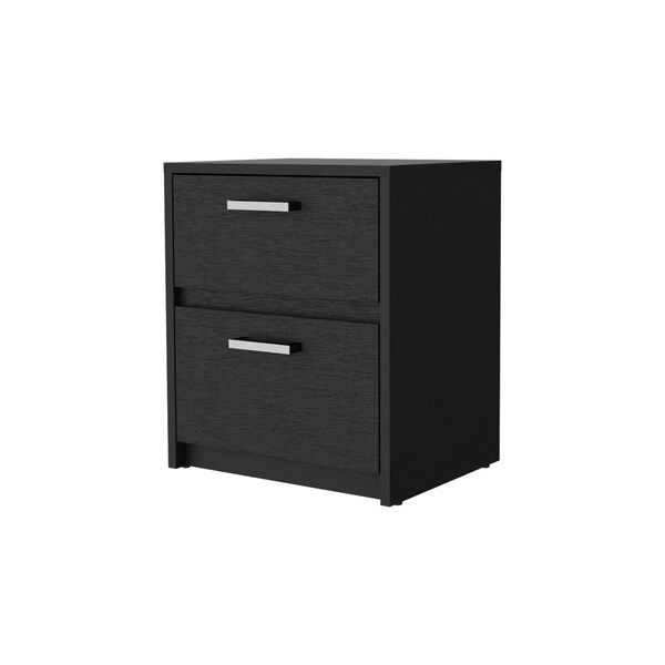 Homeroots 19" Black Wood Two Drawer Nightstand with Integrated Tech 518172 - main