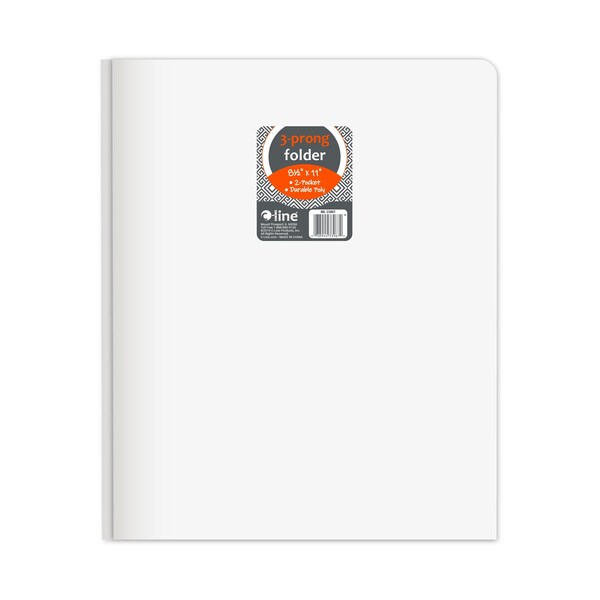 C-Line Products 8-1/2" x 11" White Two-Pocket Heavyweight Poly Portfolio Folder with Prongs, 1/EA 33967-BX - main