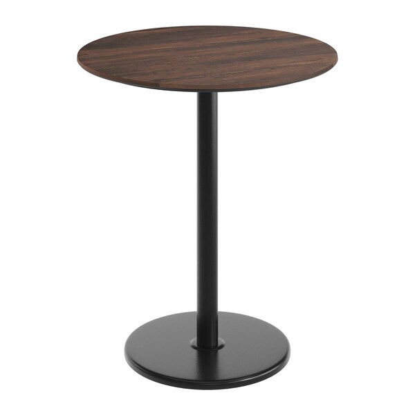 Flash Furniture 36" Round Tabletop, Seamless Surface Technology, Dark Brown with 24" Black Round Bar Height Base ST-RD36-WBR-TR24B-GG - main