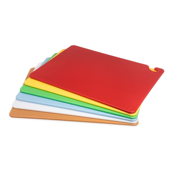 San Jamar Cut-N-Carry Color Cutting Board with Molded-In Ruler, Assorted Colors, 6PK CB1824KC - main