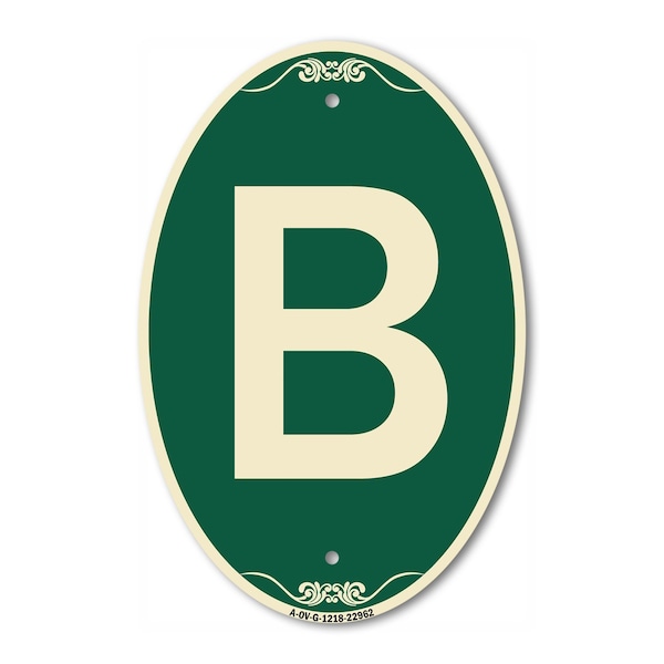 Signmission Letter B, 12 Inch X 18 Inch Architectural Oval, Heavy Gauge Aluminum A-OV-G-1218-22962 - main