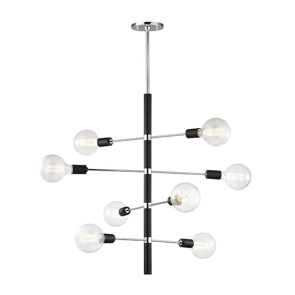Mitzi Astrid 8 Light Chandelier 28 In. Polished Nickel/Black H178808-PN/BK - main