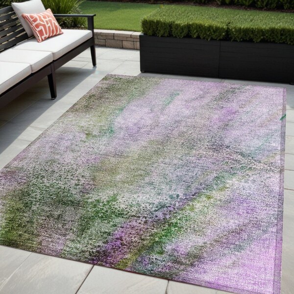 Homeroots 5' X 8' Purple Abstract Washable Non Skid Indoor Outdoor Area Rug 559608 - main