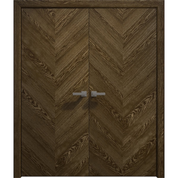 Sartodoors Interior Solid French Double Doors 36 x 80 inches, Ego 5005 Marble Oak, Wood Interior Solid Panel EGO5005DD-DMR-36 - main