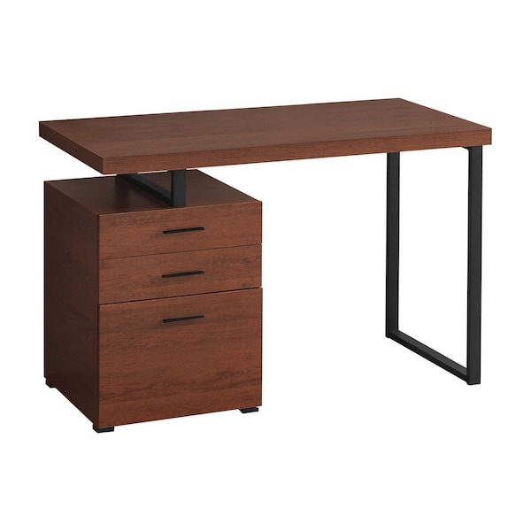 Homeroots 47" Brown and Black Wood and Metal Sled Computer Desk With Three Drawers 489898 - main