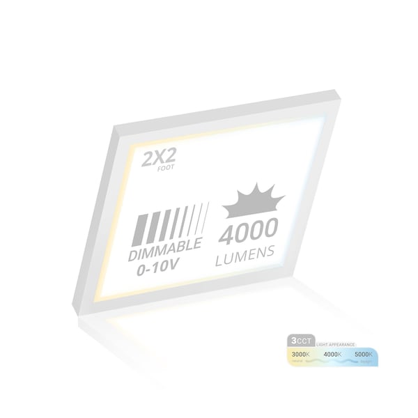 Nuwatt 2x2 LED Square Flat Surface Mount Panel Light, Dimmable, 2700K-5000K, 1500LM, 120-277V NW-SM-2x2-40W-3CT-UV-1P - main