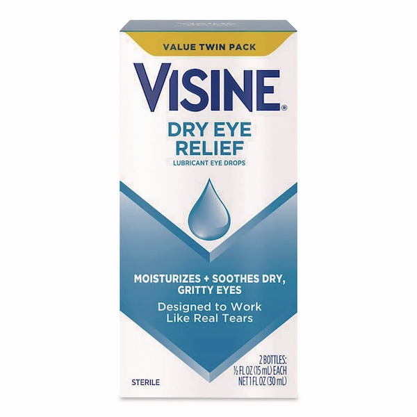 Visine Dry Eye Relief Lubricant Eye Drops, 15 mL Bottle, 2PK 49374 - main