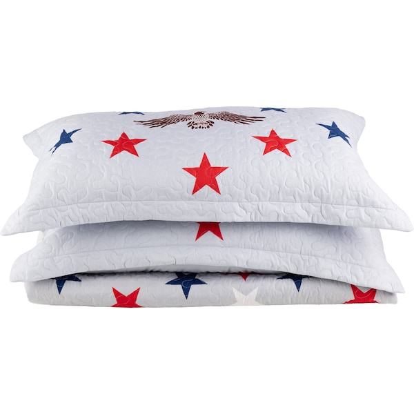 Lavish Home 3-Piece King Quilt Set Bedspread & 2 Pillow Shams with Patriotic Star Pattern Lightweight Set 66-002-PRT-SK - main