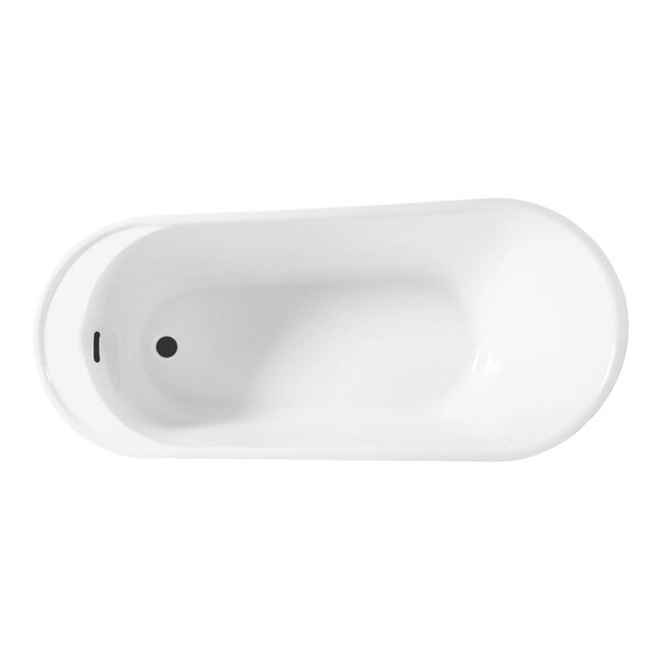 Kingston Brass 59" Acrylic Oval Single Slipper Freestanding Tub with Drain, Glossy White/Matte Black VTRS592826C310 - main