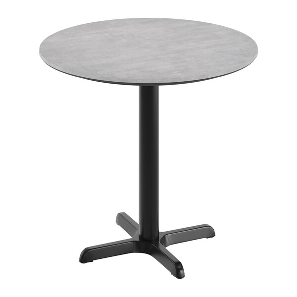 Flash Furniture 31.25" RD Tabletop, Seamless Surface Technology, Gray Faux Concrete, 22x22 Black Table Height X-Base ST-RD31-CMGY-T2222-GG - main