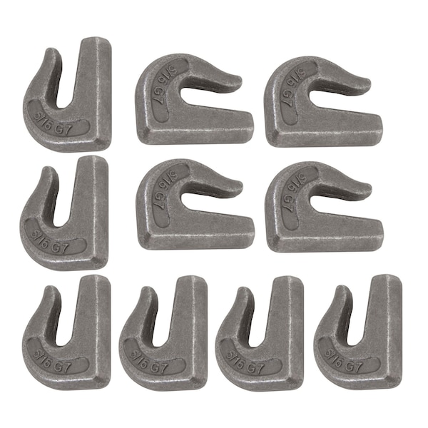 Mytee Products G70 5/16in Weld On Chain Grab Hooks Bucket Flatbed Trailer Wrecker Tow Tie Down, 10PK GH-F-516G70x10 - main