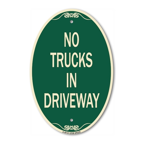 Signmission Driveway Sign No Trucks in Driveway, 12 Inch X 18 Inch Architectural Oval, Heavy Gauge Aluminum A-OV-G-1218-24124 - main