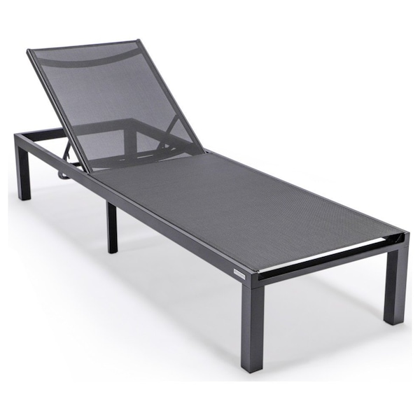 Leisuremod Marlin Patio Chaise Lounge Chair with Black Aluminum Frame, Black MLBL-77BL - main
