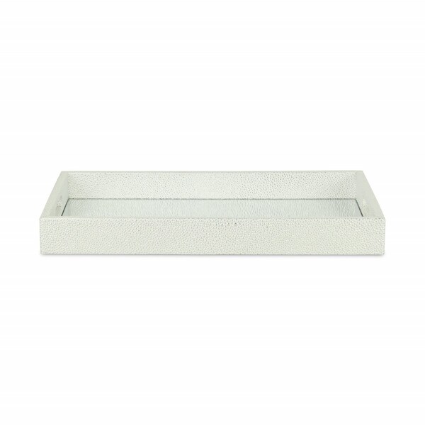 Homeroots 16in White Silver Rectangular Wood Handmade Tray With Handles 483295 - main