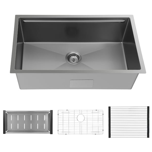 Wrightmaster 32 in. Undermount Single Bowl 18-Gauge Stainless Steel Workstation Sink with Integrated Accessories ZOR-US3219TX-SS - main