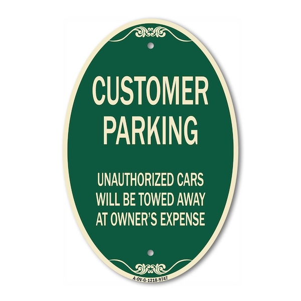 Signmission Unauthorized Cars Will Be Towed Away At Owner, 12 Inch X 18 Inch Designer, Heavy Gauge Aluminum A-OV-G-1218-9747 - main