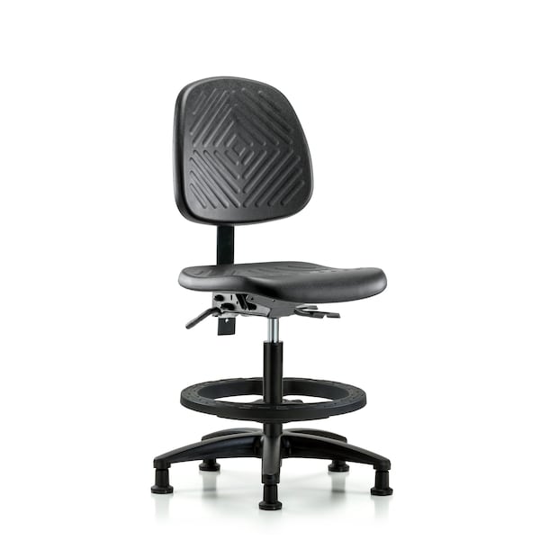 Blue Ridge Ergonomics Bench Chair, Poly, Med, Bk, Tilt, BF Glides, No Arms, 19-1/2" to 27-1/2" Height, Black; Blue BR-PMBCH-MB-RG-T1-A0-BF-RG - main