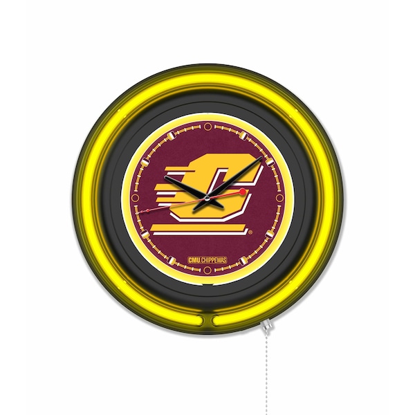 Holland Bar Stool Central Michigan University 15 Double Neon Wall Clock Clk15BK - main